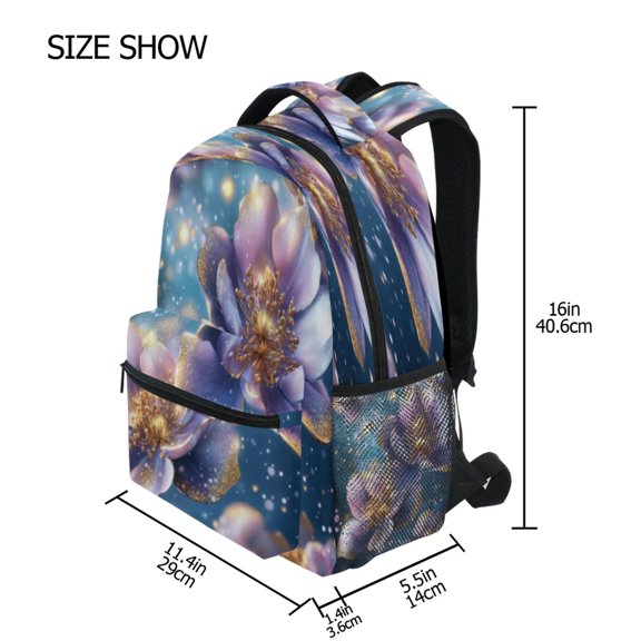 DIXRUYEE Backpack Schoolbag Fairy Flowers in Glittering Bloom Pattern 15L/18L 2-SIZE