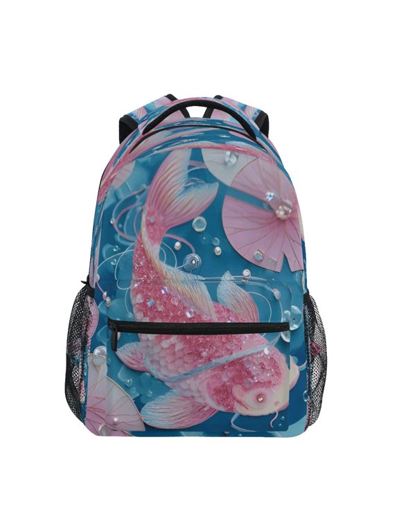 Backpack Schoolbag Fish in Pond Pattern 15L/18L 2-SIZE