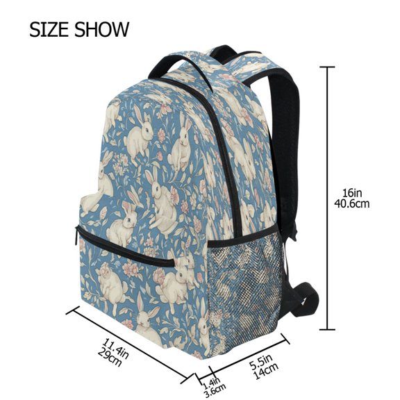DIXRUYEE Backpack Schoolbag Floral Bunny Patterns Pattern 15L/18L 2-SIZE