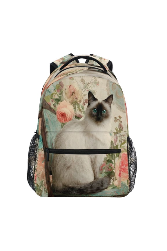 Backpack Schoolbag Floral Chair Siamese Pattern 15L/18L 2-SIZE