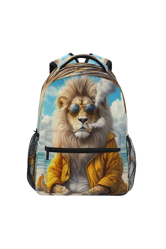 Backpack Schoolbag Lion’s Summer Escape Pattern 15L/18L 2-SIZE