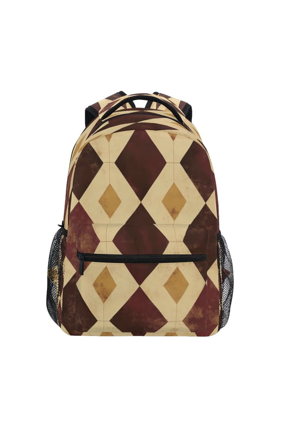Backpack Schoolbag Vintage Diamonds Pattern 15L/18L 2-SIZE