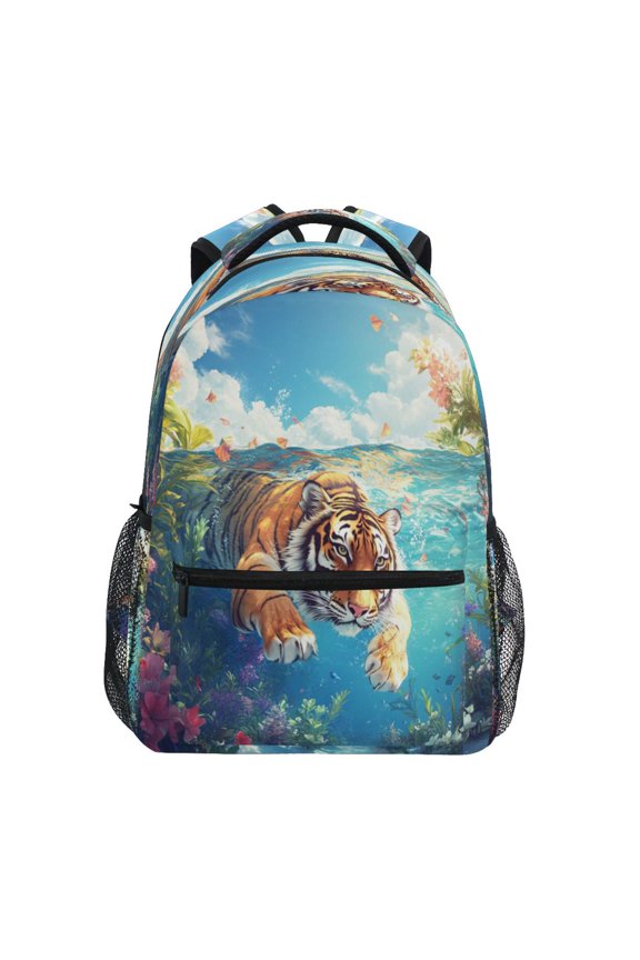 Backpack Schoolbag Floral Tiger Expedition Pattern 15L/18L 2-SIZE