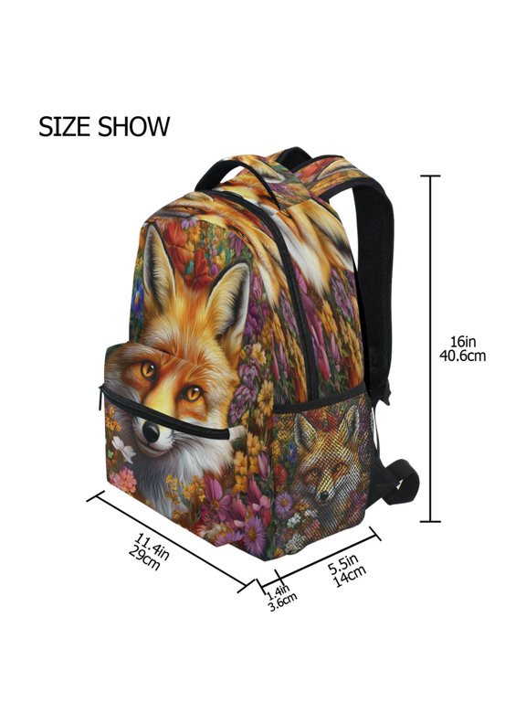 Backpack Schoolbag Fox Among Flowers Pattern 15L/18L 2-SIZE