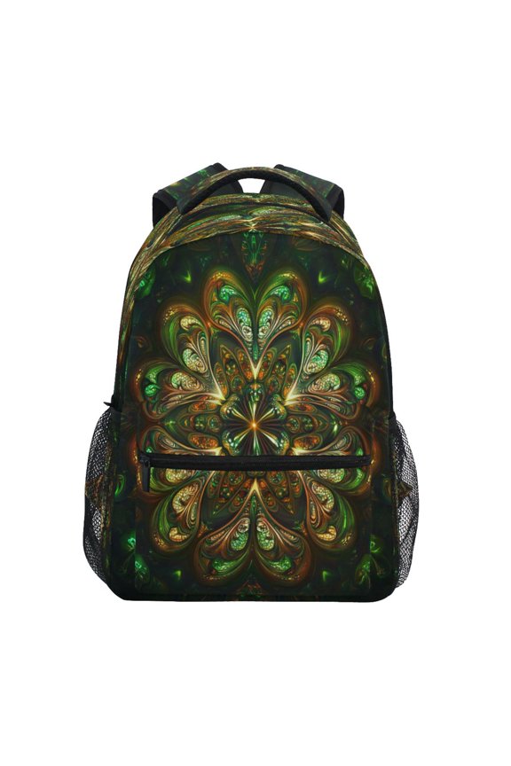Backpack Schoolbag Fractal Floral Mandala Pattern 15L/18L 2-SIZE