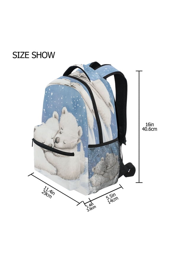 Backpack Schoolbag Frozen Cuddle with Polar Bears Pattern 15L/18L 2-SIZE