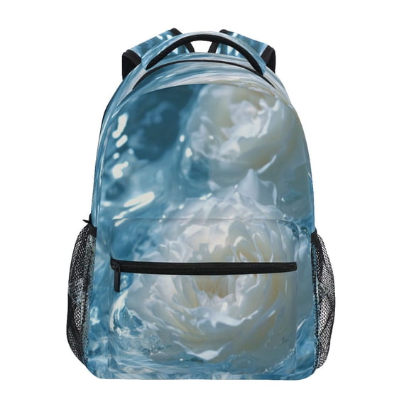 DIXRUYEE Backpack Schoolbag Frozen White Rose Pattern 15L/18L 2-SIZE