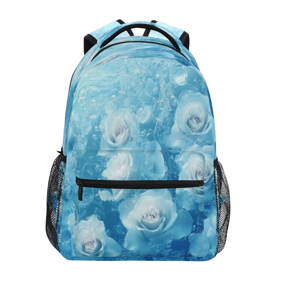 DIXRUYEE Backpack Schoolbag Frozen White Roses Pattern 15L/18L 2-SIZE