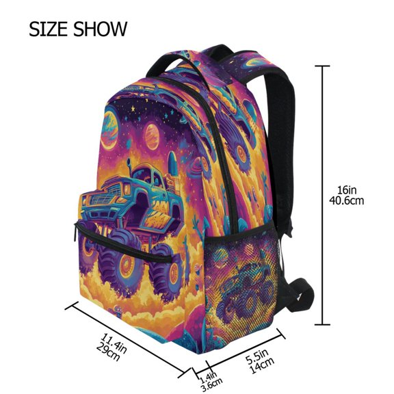 DIXRUYEE Backpack Schoolbag Galactic Monster Adventure Pattern 15L/18L 2-SIZE