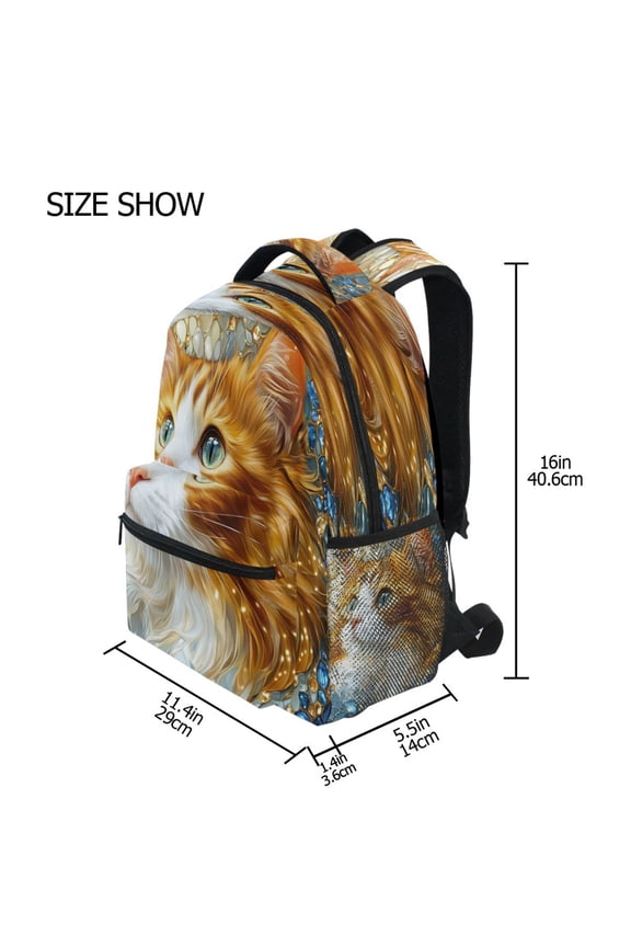 Backpack Schoolbag Gemstone Cat with Sparkling Eyes Pattern 15L/18L 2-SIZE