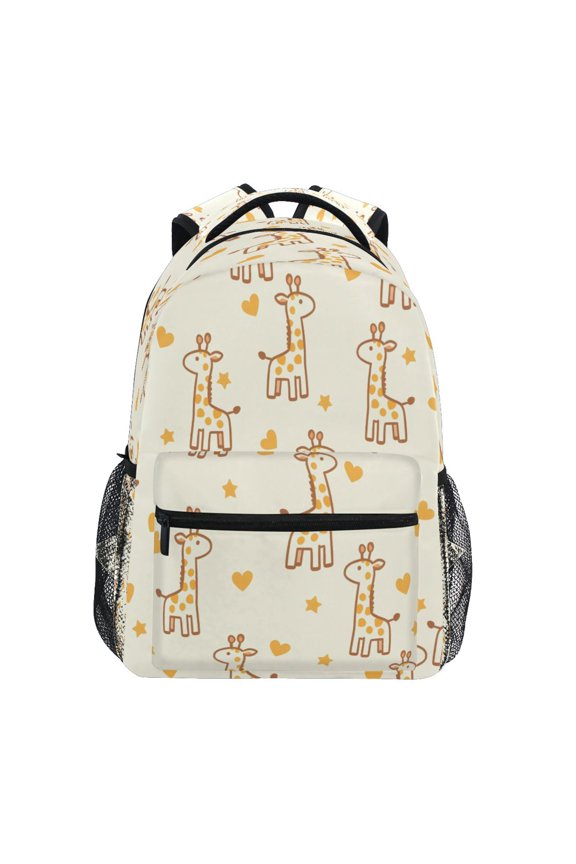 Backpack Schoolbag Giraffe Heart Five-pointed Star Pattern 15L/18L 2-SIZE