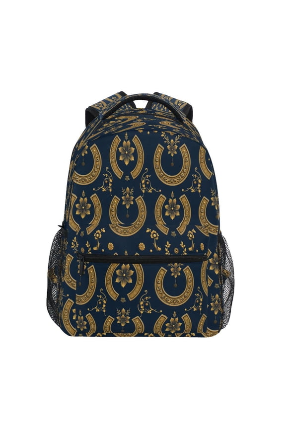 Backpack Schoolbag Gold Horseshoe Pattern Pattern 15L/18L 2-SIZE
