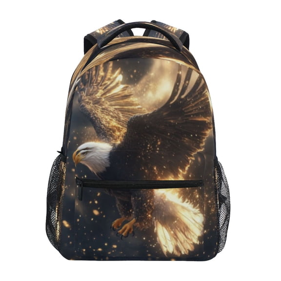 DIXRUYEE Backpack Schoolbag Golden Eagles in Flight Pattern 15L/18L 2-SIZE