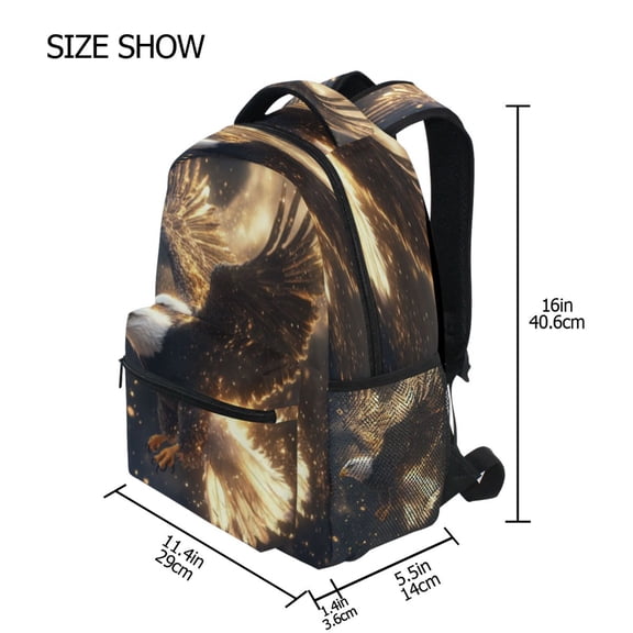 DIXRUYEE Backpack Schoolbag Golden Eagles in Flight Pattern 15L/18L 2-SIZE