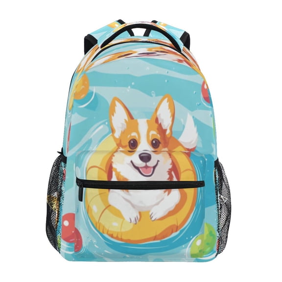 DIXRUYEE Backpack Schoolbag Happy Puppy on A Floa Pattern 15L/18L 2-SIZE