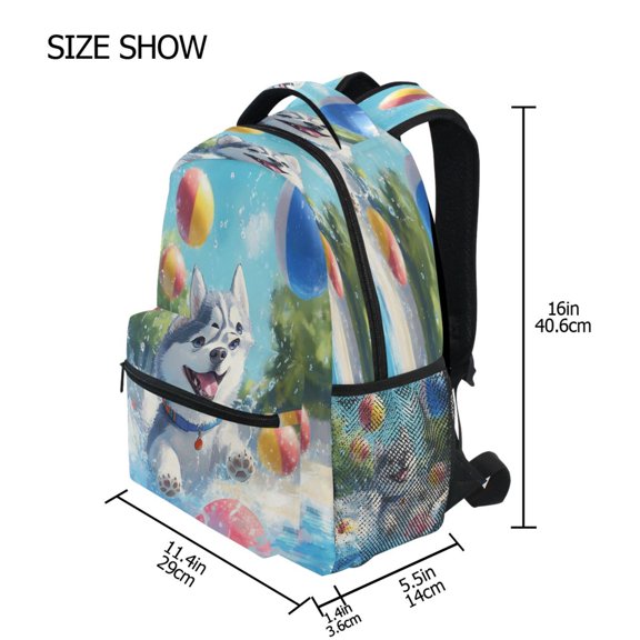 DIXRUYEE Backpack Schoolbag Husky's Pool Party Joy Pattern 15L/18L 2-SIZE