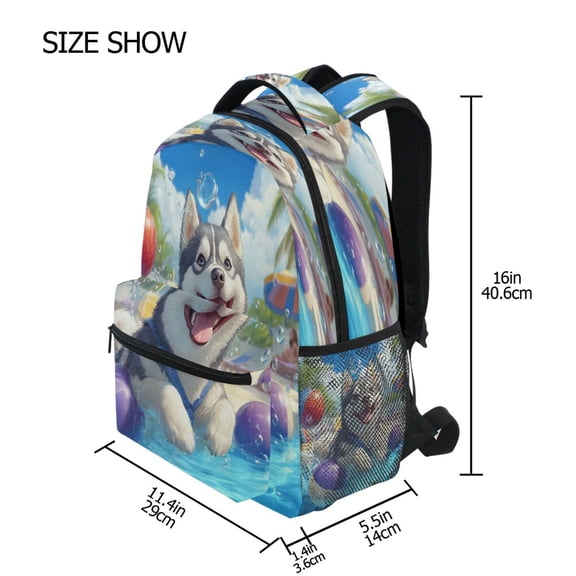 DIXRUYEE Backpack Schoolbag Husky's Splashing Good Time Pattern 15L/18L 2-SIZE