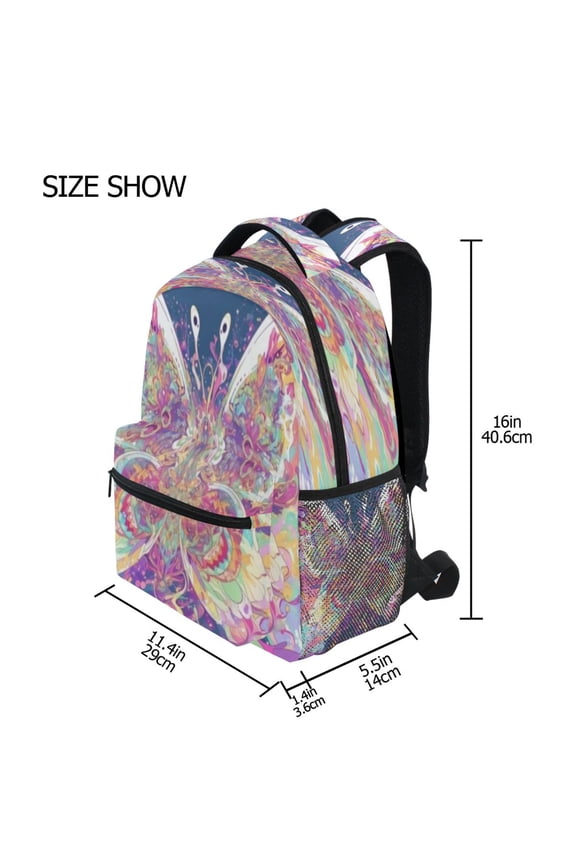 Backpack Schoolbag Iridescent Butterfly Pattern 15L/18L 2-SIZE
