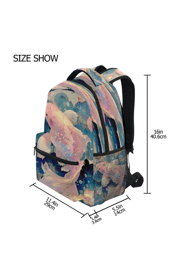 Backpack Schoolbag Iridescent Fish Pattern 15L/18L 2-SIZE