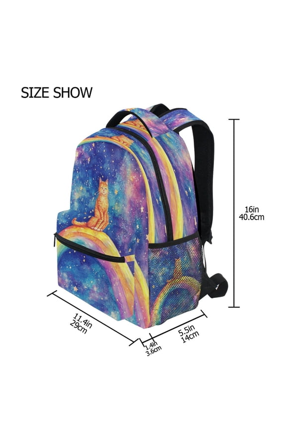 Backpack Schoolbag Joyful Ginger Cat in Space Pattern 15L/18L 2-SIZE
