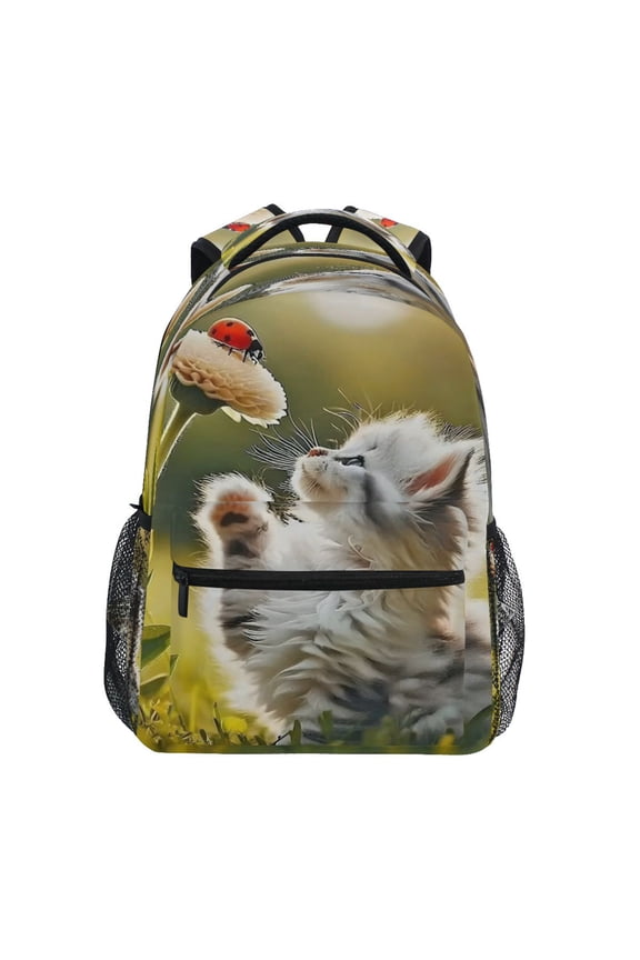 Backpack Schoolbag Kitten and Ladybug Pattern 15L/18L 2-SIZE