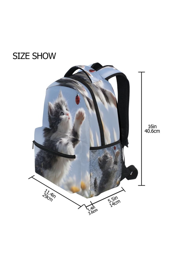 Backpack Schoolbag Kitten with Ladybug Pattern 15L/18L 2-SIZE