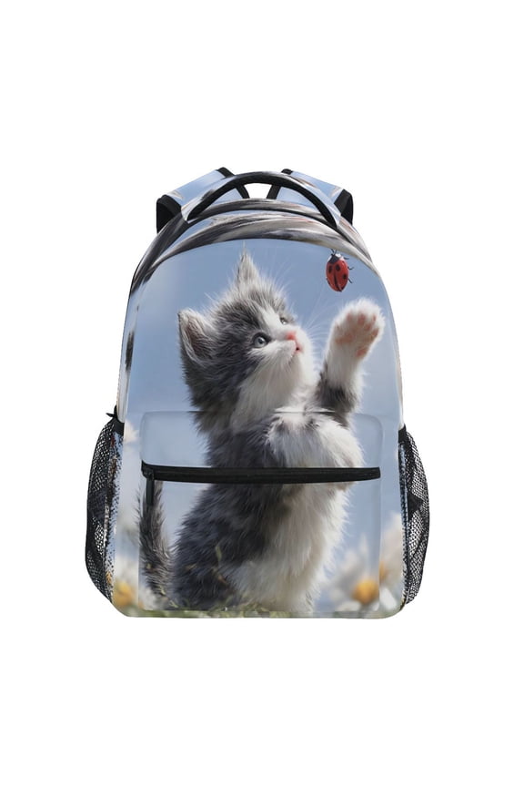 Backpack Schoolbag Kitten with Ladybug Pattern 15L/18L 2-SIZE