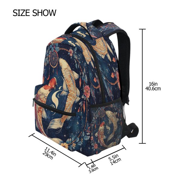 DIXRUYEE Backpack Schoolbag Koi Dreams Pattern 15L/18L 2-SIZE