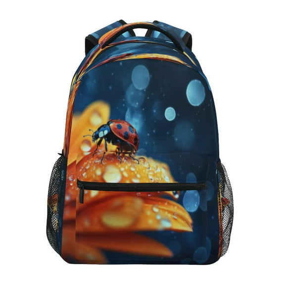 DIXRUYEE Backpack Schoolbag Ladybug on A Blossom Pattern 15L/18L 2-SIZE