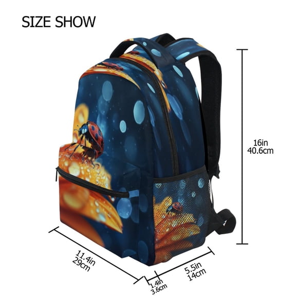 DIXRUYEE Backpack Schoolbag Ladybug on A Blossom Pattern 15L/18L 2-SIZE