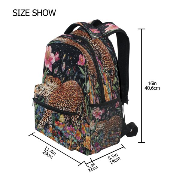 DIXRUYEE Backpack Schoolbag Leopard Among Flora Pattern 15L/18L 2-SIZE