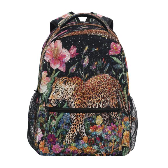 DIXRUYEE Backpack Schoolbag Leopard Among Flora Pattern 15L/18L 2-SIZE