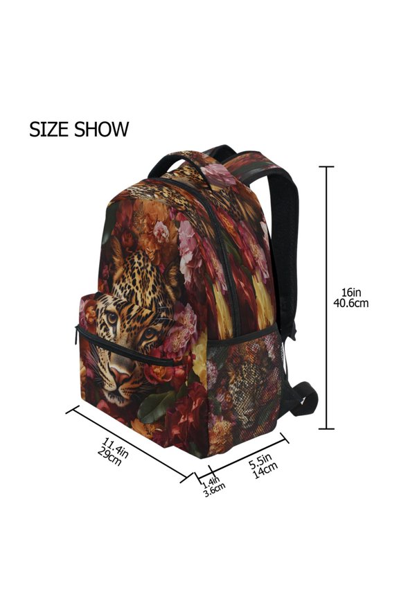 Backpack Schoolbag Leopard in Bloom Pattern 15L/18L 2-SIZE
