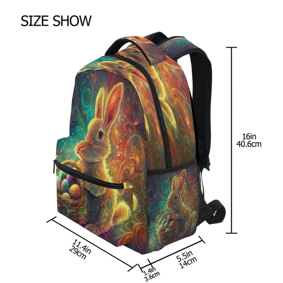 DIXRUYEE Backpack Schoolbag Magical Bunny Pattern 15L/18L 2-SIZE