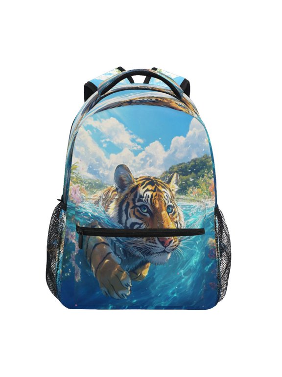 Backpack Schoolbag Majestic Tiger's Swim Pattern 15L/18L 2-SIZE