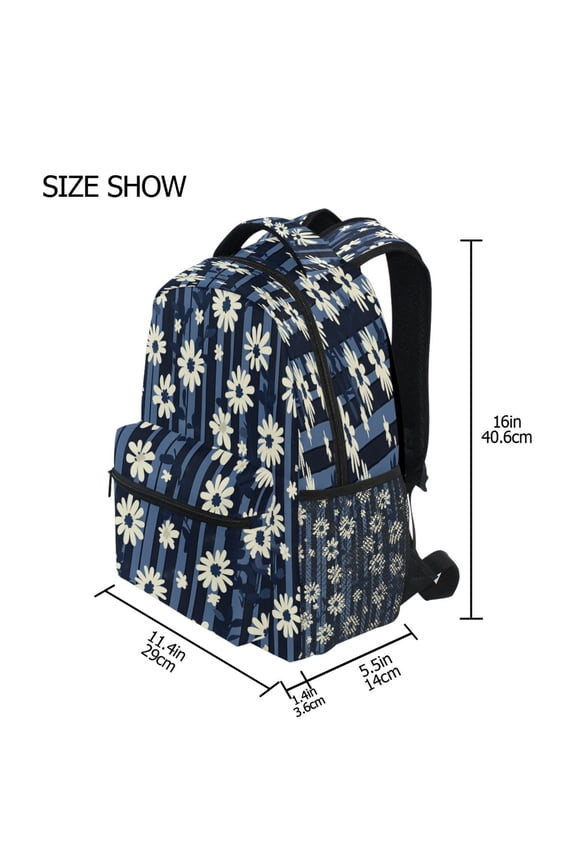 Backpack Schoolbag Midnight Daisy Dance Pattern 15L/18L 2-SIZE