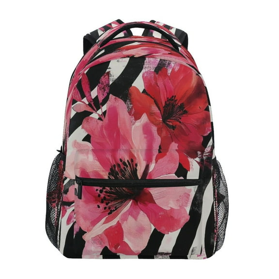 DIXRUYEE Backpack Schoolbag Floral Dance on Stripes Pattern 15L/18L 2-SIZE