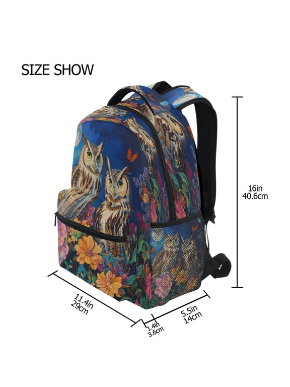 Backpack Schoolbag Moonlit Owl Duo Pattern 15L/18L 2-SIZE