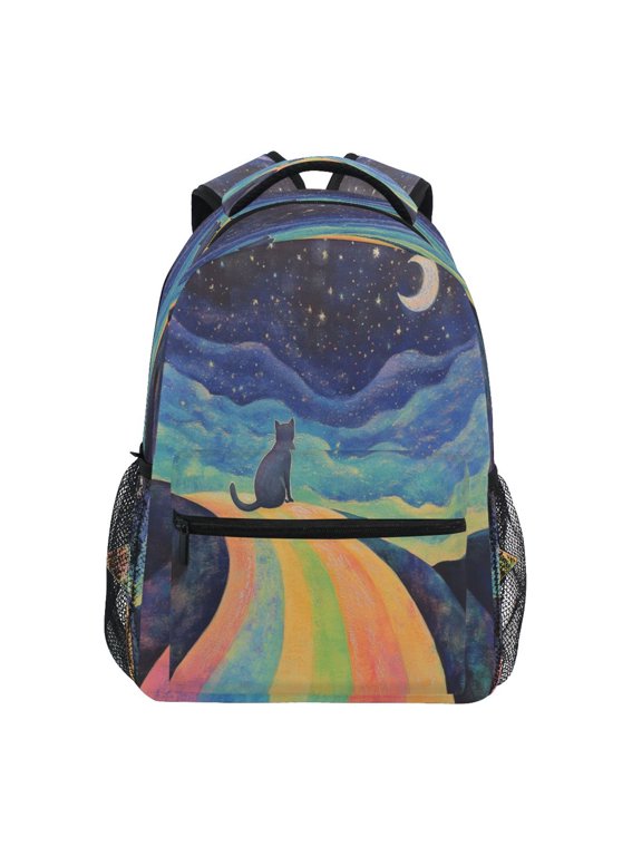 Backpack Schoolbag Moonlit Rainbow Journey Pattern 15L/18L 2-SIZE