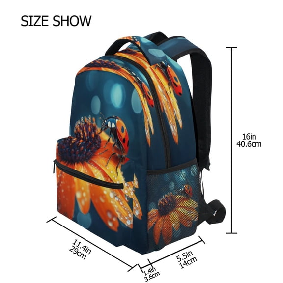 DIXRUYEE Backpack Schoolbag Morning Dew Ladybug Pattern 15L/18L 2-SIZE