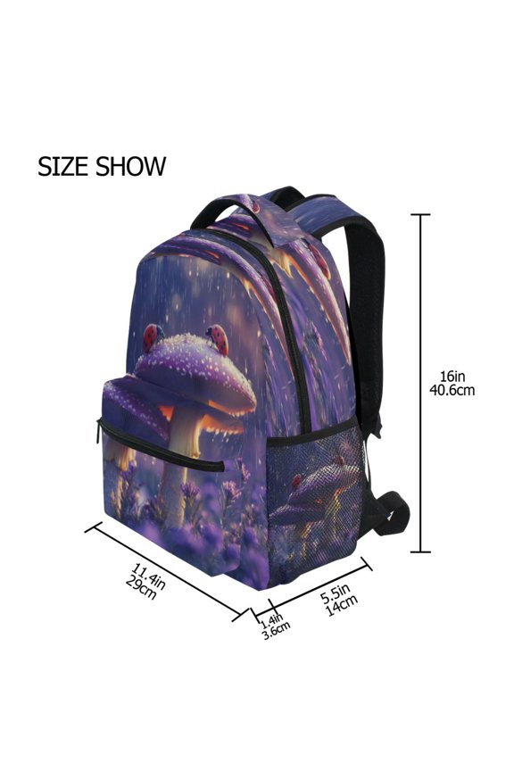 Backpack Schoolbag Mushroom Garden Pattern 15L/18L 2-SIZE