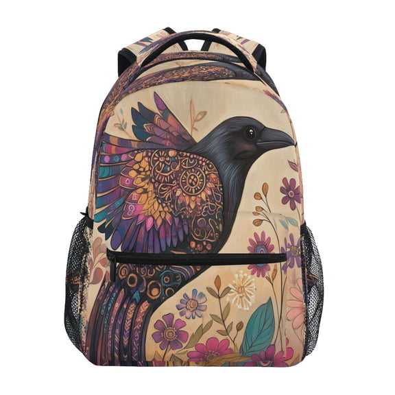 DIXRUYEE Backpack Schoolbag Mystical Crow Blossom Pattern 15L/18L 2-SIZE