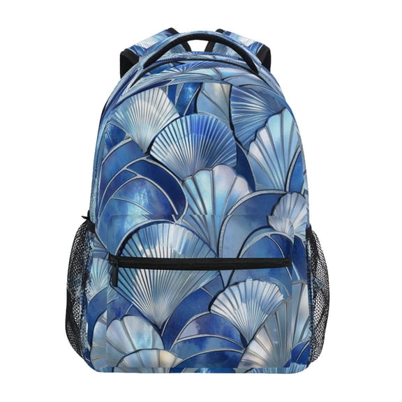 DIXRUYEE Backpack Schoolbag Ocean Wave Shells in Blue Pattern 15L/18L 2-SIZE