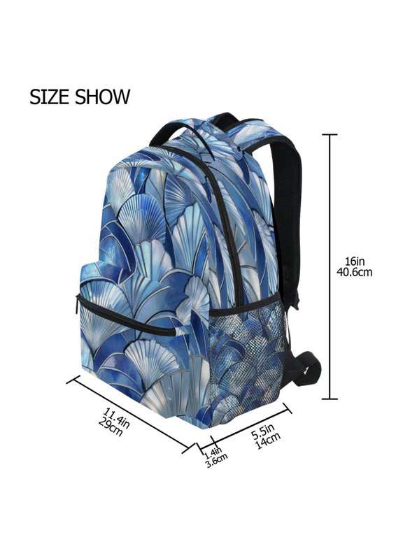 Backpack Schoolbag Ocean Wave Shells in Blue Pattern 15L/18L 2-SIZE