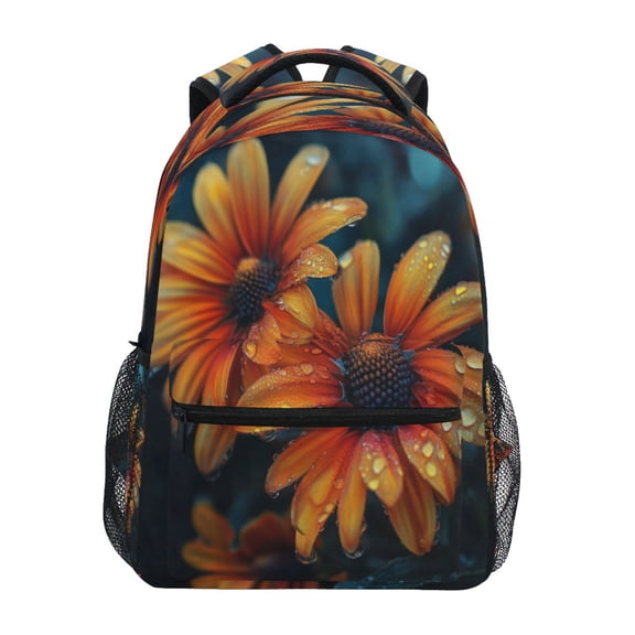 DIXRUYEE Backpack Schoolbag Orning Dew on Orange Blooms Pattern 15L/18L 2-SIZE