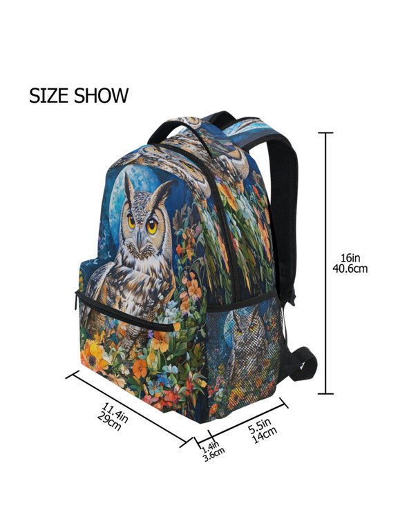 Backpack Schoolbag Owl Of The Night Pattern 15L/18L 2-SIZE