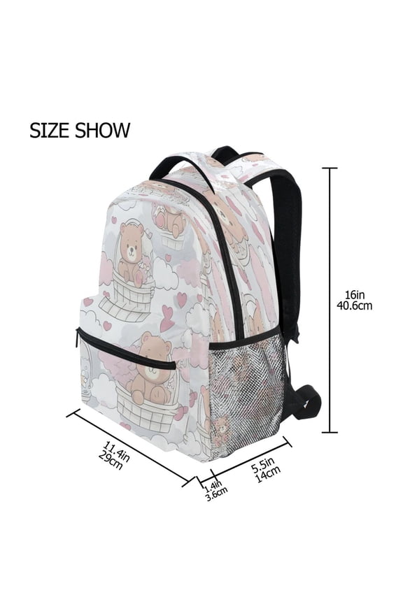 Backpack Schoolbag Pale Sketch Basket Bears Pattern 15L/18L 2-SIZE