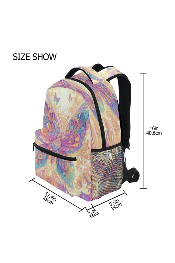Backpack Schoolbag Pastel Iridescent Butterfly Pattern 15L/18L 2-SIZE