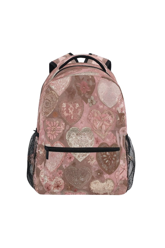 Backpack Schoolbag Pastel Textured Heart Collage Pattern 15L/18L 2-SIZE