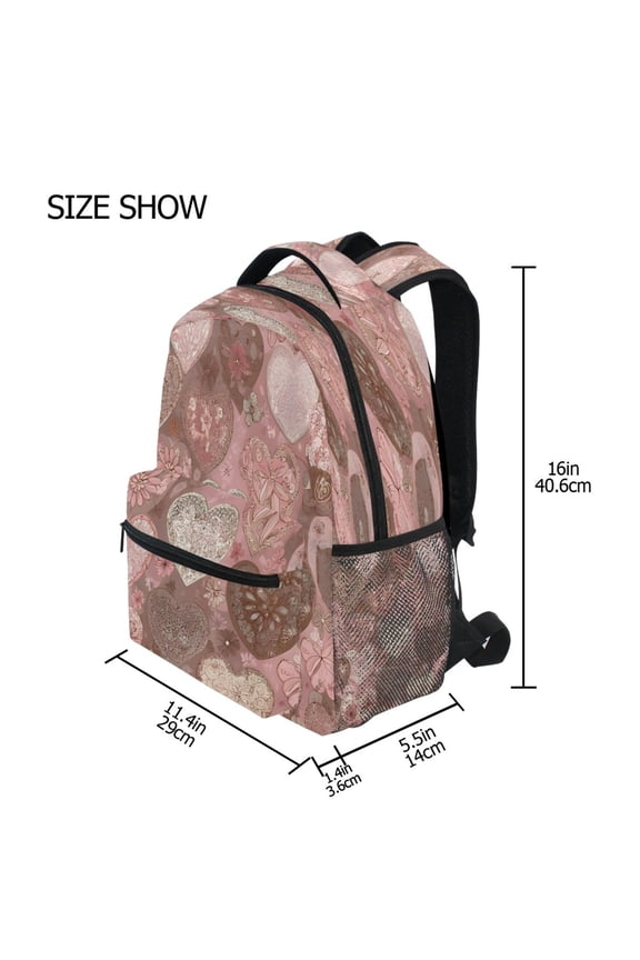 Backpack Schoolbag Pastel Textured Heart Collage Pattern 15L/18L 2-SIZE
